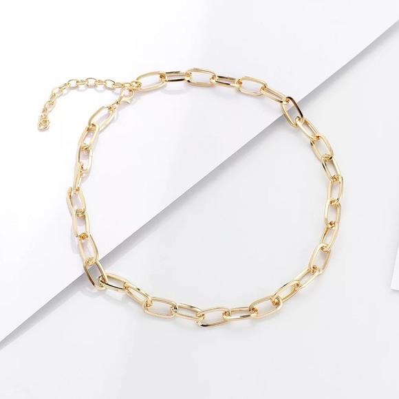 18k Gold  Plated Link Chain Necklace - Picture 2 of 4